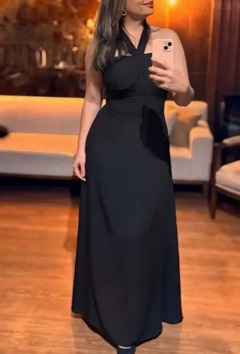 Vestido longo preto Viscolinho