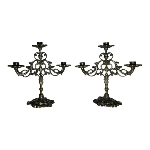 Antigo Par Candelabro Bronze 3 Velas - Belíssimo