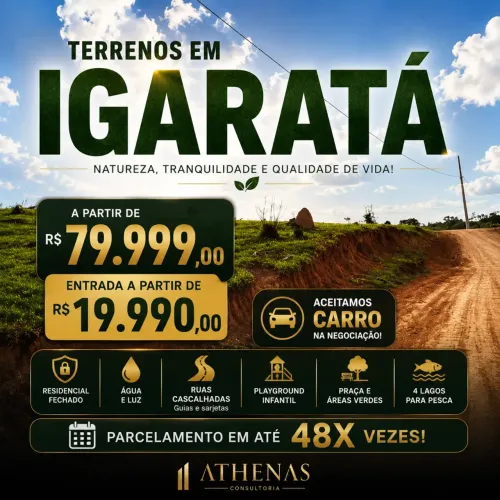 TERRENOS EM IGARATÁ A PARTIR DE R$ 79.999!