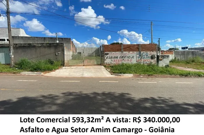 Leia a descrição: Lote Comercial 593,32m² (Asfalto e Agua) Setor Amim Camargo