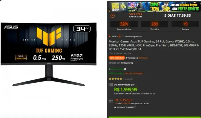 Monitor game curvado