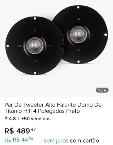 Par De Tweeter Alto Falante Domo De Titânio Hifi 4 Polegadas Preto