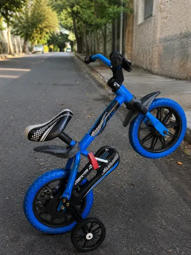 Bicicleta Infantil Aro 12 Nathor Cat Veloz Menino Menina Azul