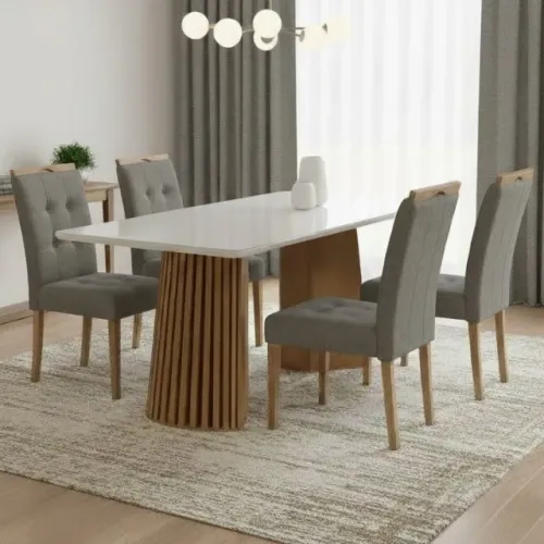 Mesa Jantar Nevada 1,20m 4 Cadeiras 100% MDF - Produto Novo! Pague na Entrega!