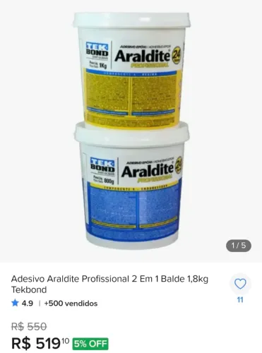 Adesivo Araldite Profissional 2 Em 1 Balde 1,8kg Tekbond