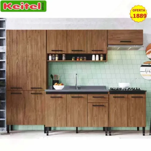 Cozinha Modulada Giovana 5 Peças Freijó / Preto