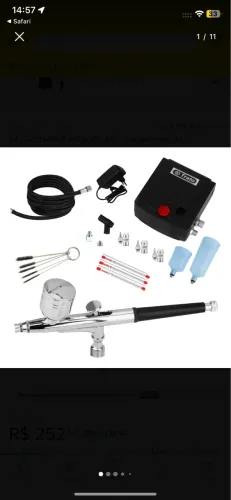Kit Completo Aerografia Mini Compressor Ar + Aerógrafo 0,3mm