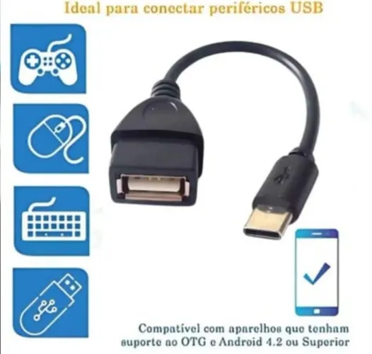 CABO OTG TIPO C, CONECTE PEM DRIVE NO CELULAR!<br>Adaptador para Conectare No Celular tipo C