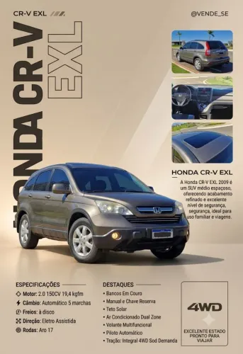 Honda CR-V EXL 2.0 16V 4wd/2.0 Flexone Aut. 2009