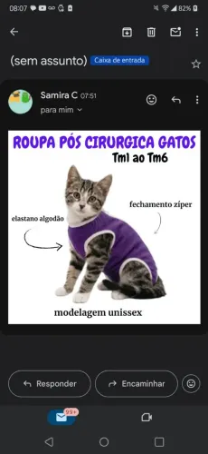 Roupa Pós Cirurgica Gatos TAMANHO 1