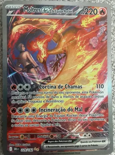 Carta Pokémon Moltres ex da Equipe Rocket (229/182) Impecável
