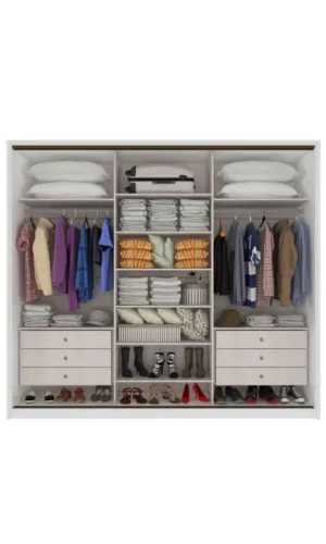 Jogo de Quarto Completo: Guarda-roupa, cama solteiro dupla e cômoda 8 gavetas