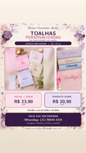 Toalha Bordada com Nome