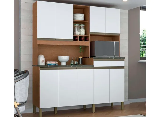 Kit Cozinha 1,70 Com Adega 9 Portas 1 Gaveta NOVO