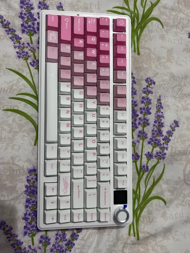 Teclado Aula F75 Max Rosa com Branco