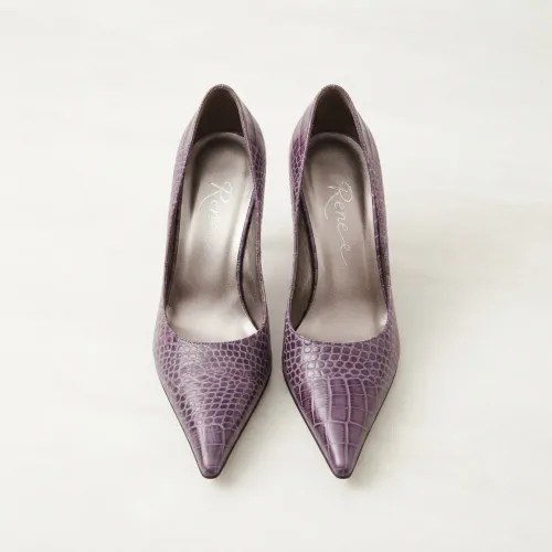 Scarpin Roxo Couro Croco Para Raio 38