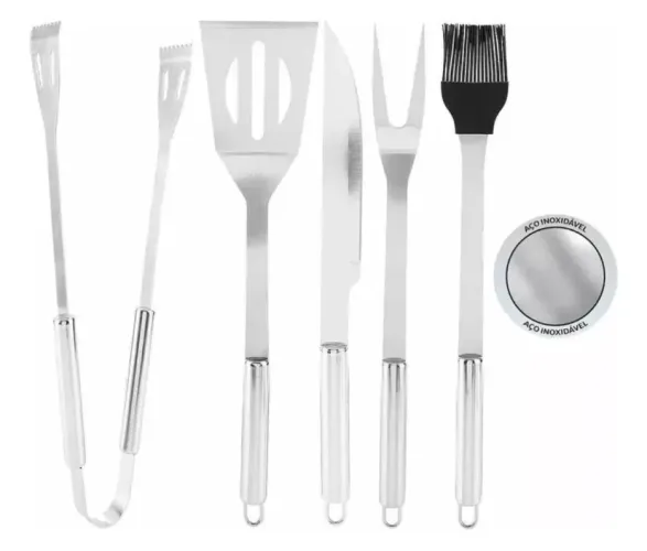 Kit Churrasco 9 pçs Premium Aço Inox Com Bolsa B-Max