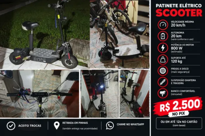 Patinete Scooter eletrico Com Banco Removível
