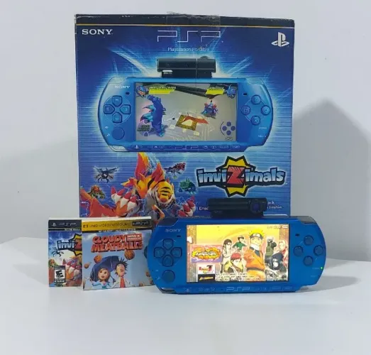 PSP Edição Especial Invizimals com a câmera, na caixa, com todos os acessórios