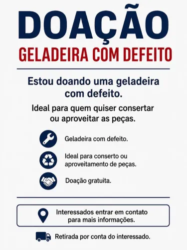 Estou doando geladeira com defeito