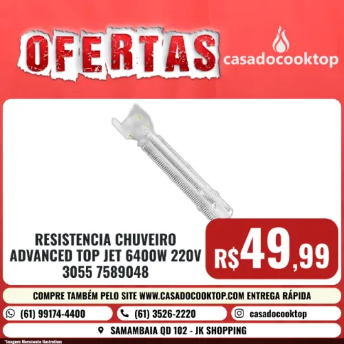 Resistencia chuveiro advanced / top jet 6400w 220v 3055 7589048