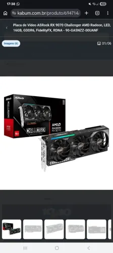 Placa de Vídeo ASRock RX 9070 Challenger AMD Radeon, LED, 16GB, GDDR6