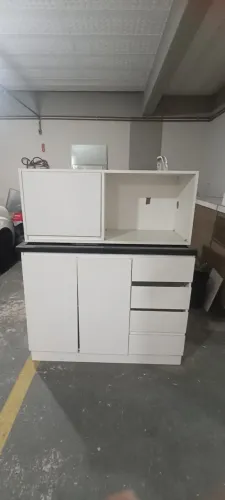Balcão de cozinha + Granito + Aéreo - MDF branco