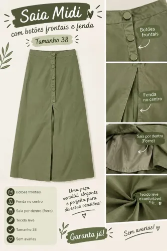 Saia midi verde oliva