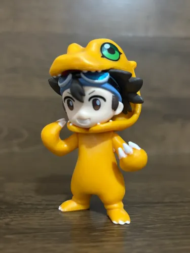Miniatura colecionável Taichi Kamiya vestido de Agumon anime Digimon Adventure Tai 