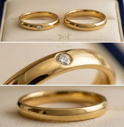 Par de Alianças Ravena em Ouro 18k 750