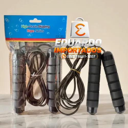 Corda de Pular Esportiva Preta, Exercício em Casa e Treino Funcional Fitness Crossfit 