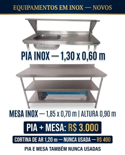 Bancada e pia de alumínio 