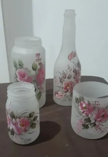 CONJUNTO DE POTES PINTADOS A MÃO