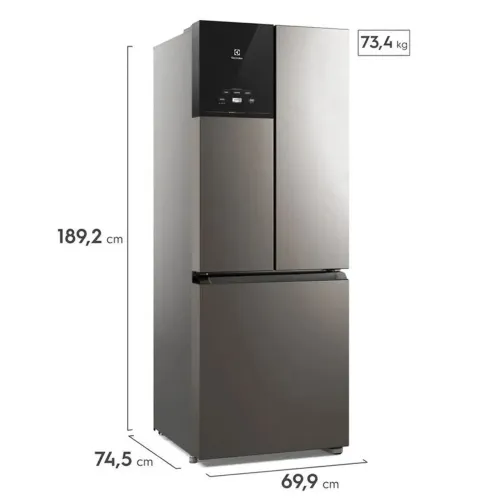 Geladeira Electrolux IM7S 480L, 3 portas em inox, nova, lacrada