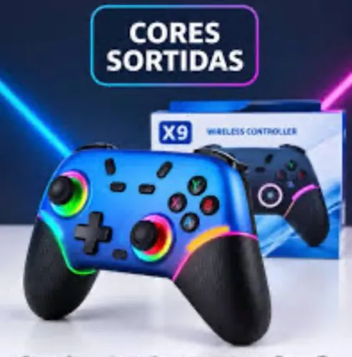 ? Controle Gamer X9 sem fio! Bluetooth, Switch, PC e Steam. ? R$130,96