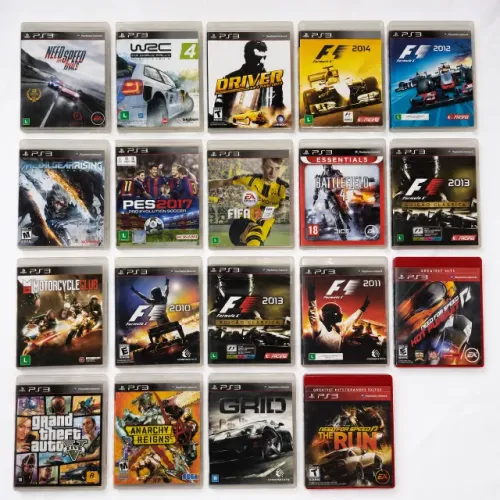? COLEÇÃO DE JOGOS ORIGINAIS PS3 - 18 JOGOS - RARIDADES DE CORRIDA E F1