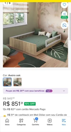 Cama montessoriana infantil casal com colchao