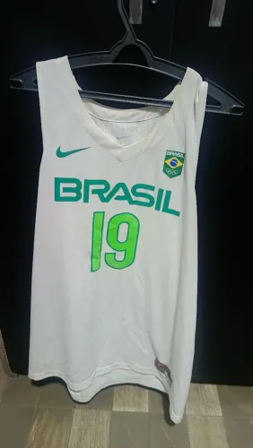 Regata Basquete Seleção Brasileira Nike Leandrinho Barbosa #19 Rio 2016 (Tam. L/G)