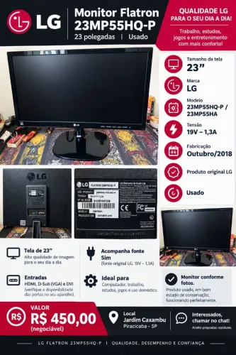 MONITOR 23 Polegadas (LG) - Usado