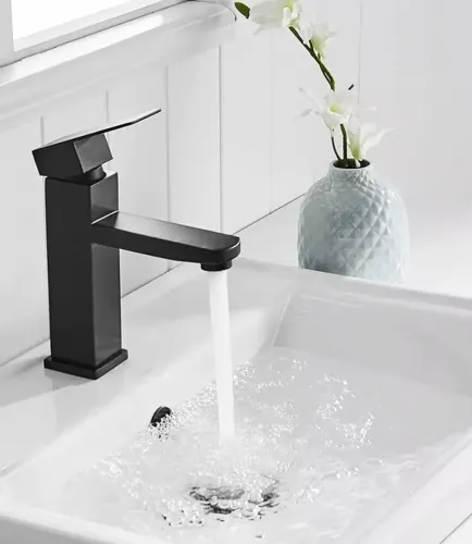 Torneira Luxo Preta Metal - Banheiro/Lavabo