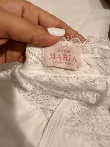 Vestido Midi de Renda Branco - Doce Maria (Tam M) - Usado 1x!