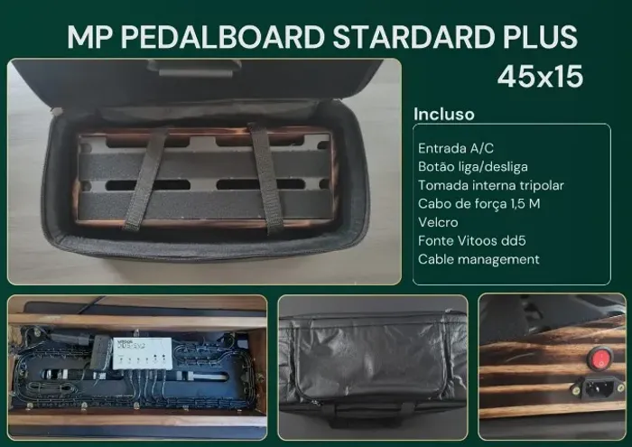 Pedalboard premium eletrica + fonte vitoos dd5 + bag luxo