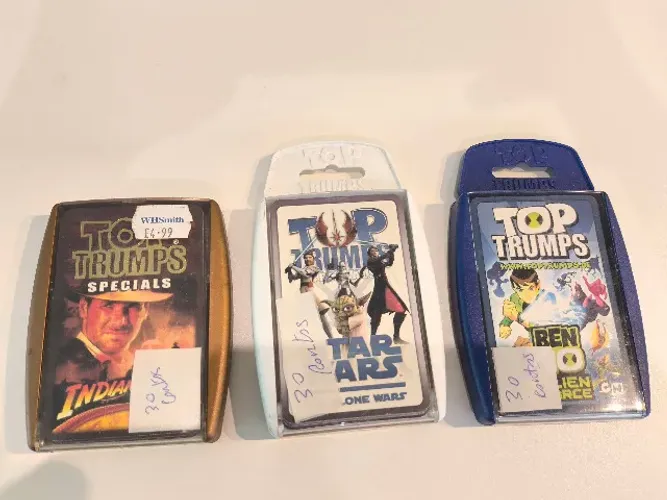 Lote 3 Jogos De Cartas Top Trumps (Super Trunfo) - Star Wars / Indiana Jones / Ben 10