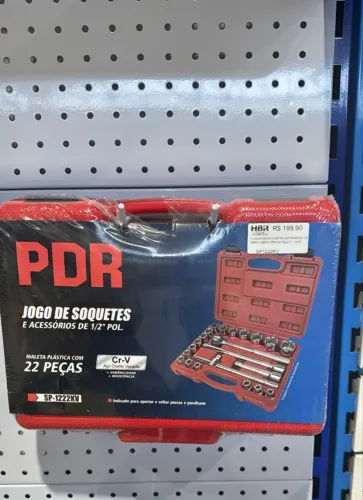 # JOGO DE SOQUETES ESTRIADOS 1/2" 8MM A 32MM COM 22 PECAS - SP1222KV PDR