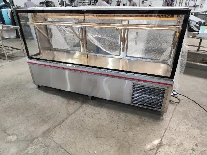 Balcão carne tendal inox 2900×700×1400 com vidro duplo 