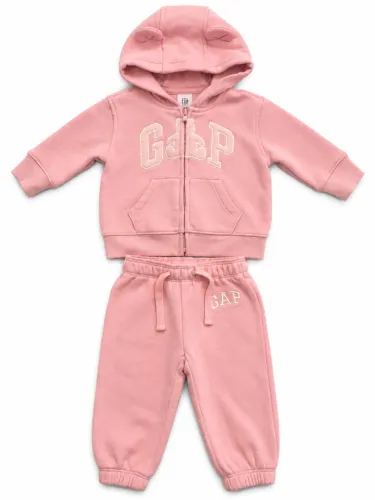 Conjunto moletom infantil bebê GAP rosa Capuz orelhinhas