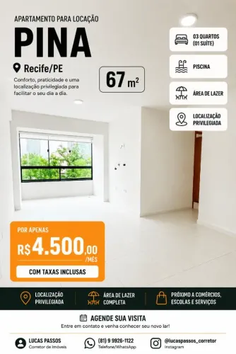 Locação | Pina | 03 quartos | R$ 4.500,00