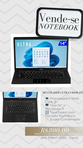 Notebook Multilaser Ultra Ub430 Preto I3 (Usado)