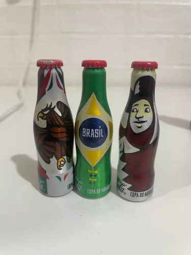 3 mini garrafinhas Coca Cola Copa 2014