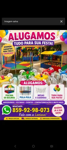 Pula pula piscina de bolinha mesas e cadeiras
